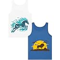 Boys Tank Top 100% Combed Cotton Tagless Cute Design Colorful 2-Pack 2T-16Y