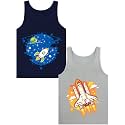 Boys Tank Top 100% Combed Cotton Tagless Cute Design Colorful 2-Pack 2T-16Y