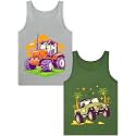 Boys Tank Top 100% Combed Cotton Tagless Cute Design Colorful 2-Pack 2T-16Y