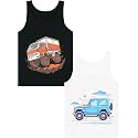 Boys Tank Top 100% Combed Cotton Tagless Cute Design Colorful 2-Pack 2T-16Y