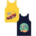 Boys Tank Top 100% Combed Cotton Tagless Cute Design Colorful 2-Pack 2T-16Y