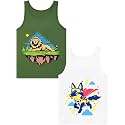 Boys Tank Top 100% Combed Cotton Tagless Cute Design Colorful 2-Pack 2T-16Y