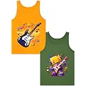 Boys Tank Top 100% Combed Cotton Tagless Cute Design Colorful 2-Pack 2T-16Y