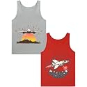 Boys Tank Top 100% Combed Cotton Tagless Cute Design Colorful 2-Pack 2T-16Y