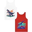 Boys Tank Top 100% Combed Cotton Tagless Cute Design Colorful 2-Pack 2T-16Y