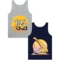 Boys Tank Top 100% Combed Cotton Tagless Cute Design Colorful 2-Pack 2T-16Y