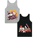 Boys Tank Top 100% Combed Cotton Tagless Cute Design Colorful 2-Pack 2T-16Y