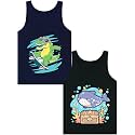 Boys Tank Top 100% Combed Cotton Tagless Cute Design Colorful 2-Pack 2T-16Y