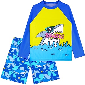 boys two piece rash guard swimsuits kids short sleeve swimwear sets quick dry bathing suit 3-10 years