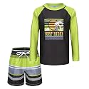 Boys Two Piece Rash Guard Swimsuits Set with Swim Trunk Kids Long Sleeve Bathing Suit Swimwear Set