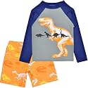Boys Two Piece Rash Guard Swimsuits Kids Short Sleeve Swimwear Sets Quick Dry Bathing Suit 3-10 Years