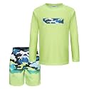 Boys Two Piece Rash Guard Swimsuits Set with Swim Trunk Kids Long Sleeve Bathing Suit Swimwear Set