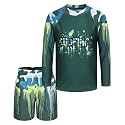 Boys Two Piece Rash Guard Swimsuits Set with Swim Trunk Kids Long Sleeve Bathing Suit Swimwear Set