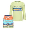 Boys Two Piece Rash Guard Swimsuits Set with Swim Trunk Kids Long Sleeve Bathing Suit Swimwear Set