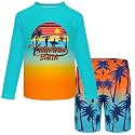 Boys Two Piece Rash Guard Swimsuits Kids Short Sleeve Swimwear Sets Quick Dry Bathing Suit 3-10 Years