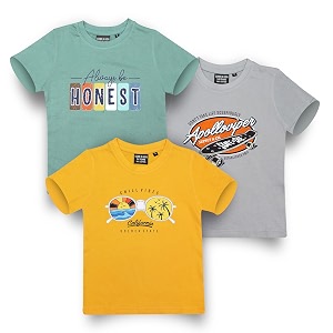 Boys Typographic Printed 100 Cotton Half Sleeve