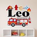 Boys Wall Decal Personalized Firetruck Wall Decal for Nursery Bedroom