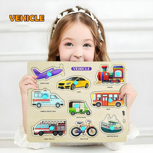 bozica wooden air water  land vehicles learning educational game board for kids