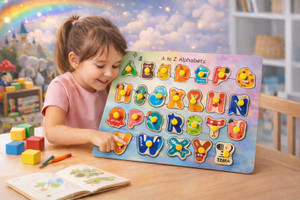 bozica wooden educational creative learning a to z english alphabets board puzzle