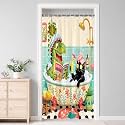 Boziqr Funny Cat Dinosaur Shower Curtain,Cute Animal Spa Bathroom Decor