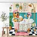 Boziqr Funny Dog Duck Shower Curtain,Cute Animal Spa Bathroom Decor
