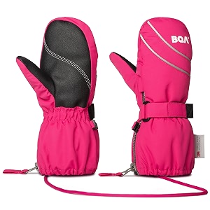 bqa kids ski mittens toddler winter snow thinsulate waterproof mittens with string for boys girls