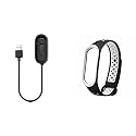 BQeT USB Charging Cable for Mi 4 Band Cord Charger &amp; Band Strap for Xiaomi Mi 4 Band Smart (MI 4 CC Black/White)