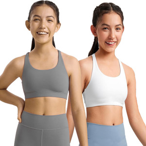 braafee pack of 2 girls sports non padded bra grey white