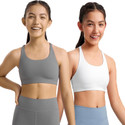 BRAAFEE Pack of 2 Girls Sports Non Padded Bra (Grey, White)
