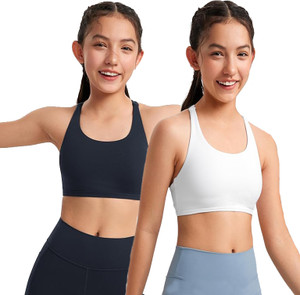 braafee pack of 2 girls non padded fully stretchable high coverage bra multicolor girls sports non padded bra