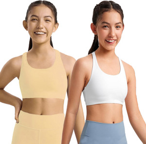 braafee pack of 2 girls non padded fully stretchable high coverage bra multicolor girls sports non padded bra