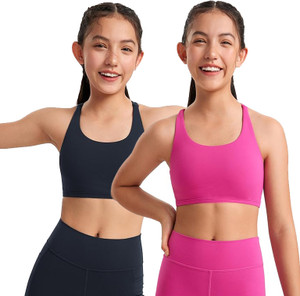 braafee pack of 2 girls non padded fully stretchable high coverage bra multicolor girls sports non padded bra