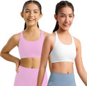 BRAAFEE Pack of 2 Girls Non Padded fully stretchable High Coverage Bra (Multicolor) Girls Sports Non Padded Bra