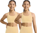 BRAAFEE Pack of 2 Girls Non Padded fully stretchable High Coverage Bra (Multicolor) Girls Sports Non Padded Bra
