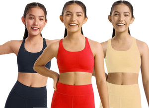 braafee pack of 3 girls non padded fully stretchable high coverage bra multicolor girls sports non padded bra