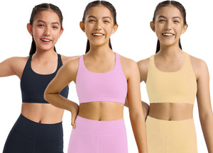 braafee pack of 3 girls non padded fully stretchable high coverage bra multicolor girls sports non padded bra