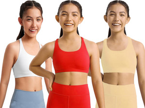braafee pack of 3 girls non padded fully stretchable high coverage bra multicolor girls sports non padded bra
