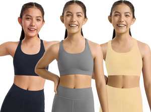 braafee pack of 3 girls non padded fully stretchable high coverage bra multicolor girls sports non padded bra