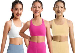 braafee pack of 3 girls non padded fully stretchable high coverage bra multicolor girls sports non padded bra