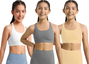 braafee pack of 3 girls non padded fully stretchable high coverage bra multicolor girls sports non padded bra