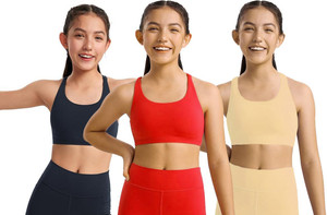braafee pack of 3 girls non padded fully stretchable high coverage bra multicolor girls sports non padded bra