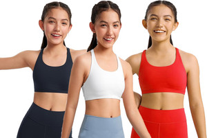 braafee pack of 3 girls non padded fully stretchable high coverage bra multicolor girls sports non padded bra