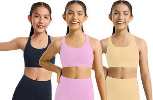 braafee pack of 3 girls non padded fully stretchable high coverage bra multicolor girls sports non padded bra