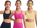 BRAAFEE Pack of 3 Girls Non Padded fully stretchable High Coverage Bra (Multicolor) Girls Sports Non Padded Bra