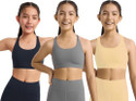 BRAAFEE Pack of 3 Girls Non Padded fully stretchable High Coverage Bra (Multicolor) Girls Sports Non Padded Bra