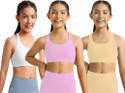 BRAAFEE Pack of 3 Girls Non Padded fully stretchable High Coverage Bra (Multicolor) Girls Sports Non Padded Bra