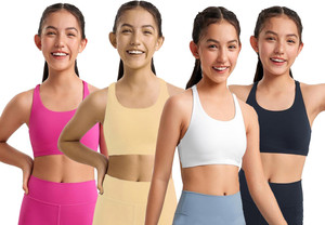 braafee pack of 4 girls non padded fully stretchable high coverage bra multicolor girls sports non padded bra