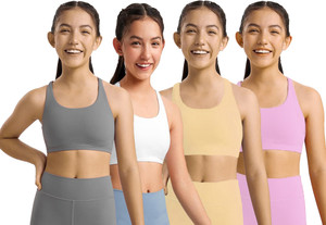 braafee pack of 4 girls non padded fully stretchable high coverage bra multicolor girls sports non padded bra