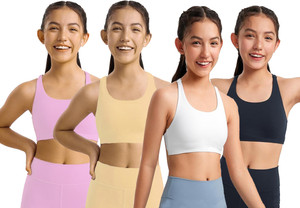 braafee pack of 4 girls non padded fully stretchable high coverage bra multicolor girls sports non padded bra