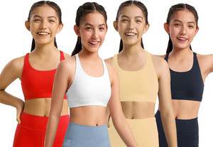 braafee pack of 4 girls non padded fully stretchable high coverage bra multicolor girls sports non padded bra